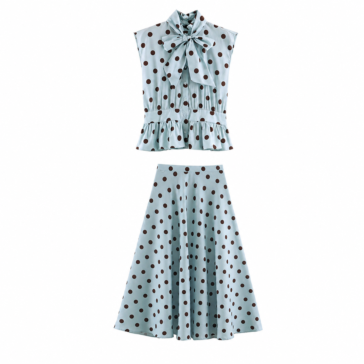 Blue Polka Dot Skirt Set
