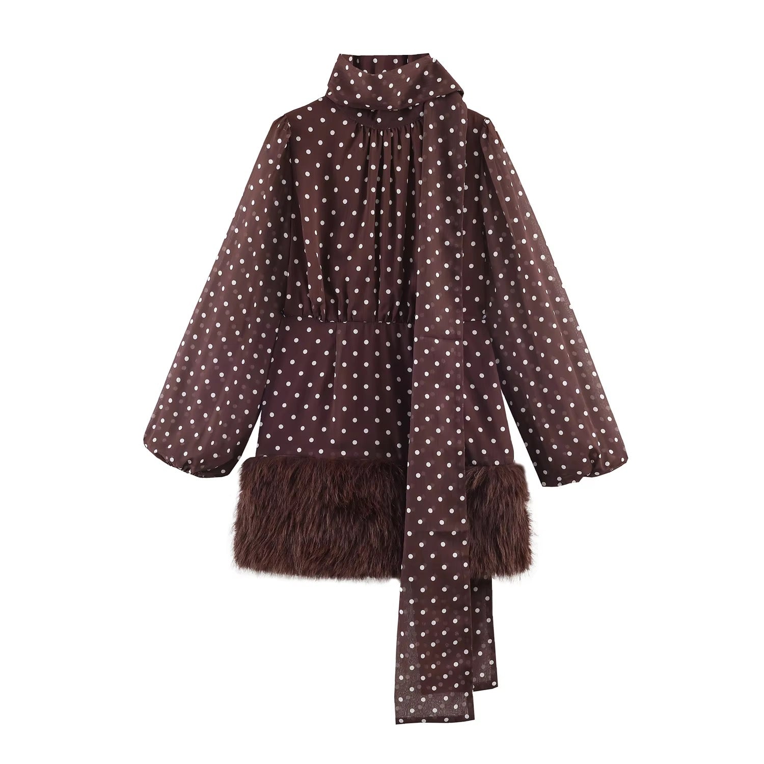 Faux Fur Polka Midi