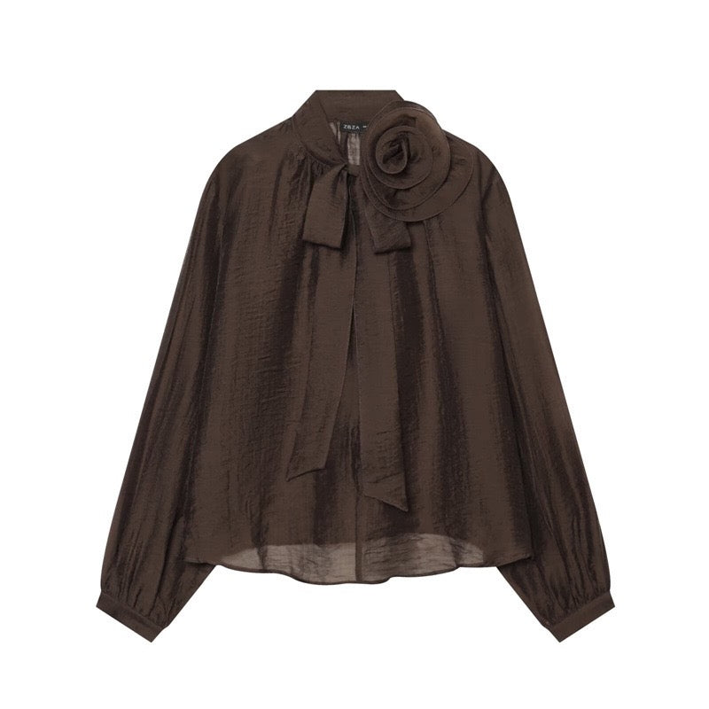 Brown Floral Blouse