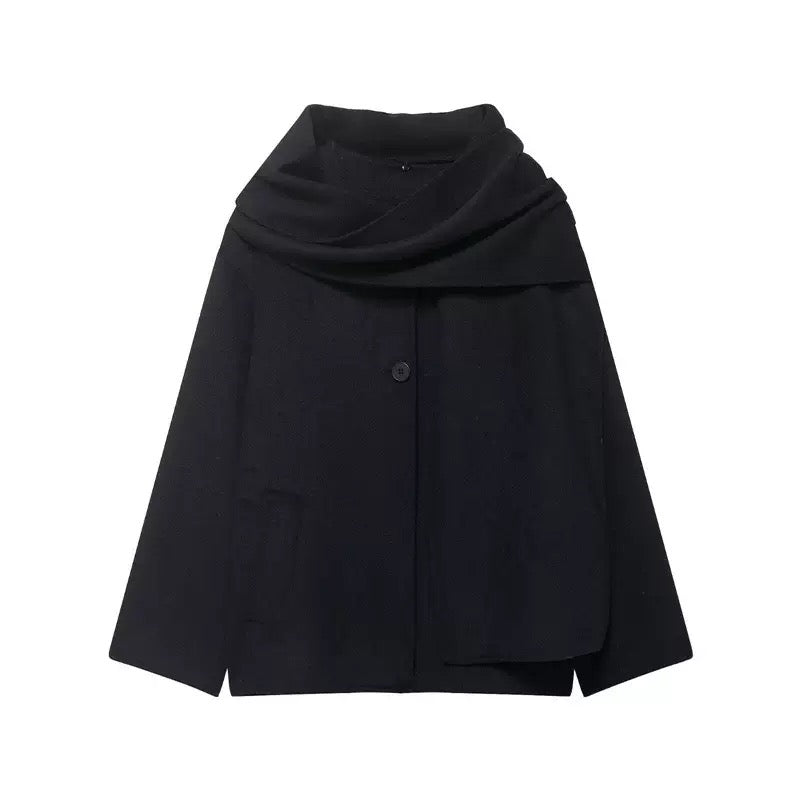 Black Coat with Scarf