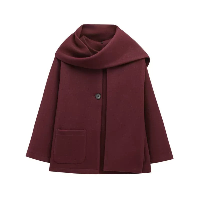 Maroon Coat with scarf