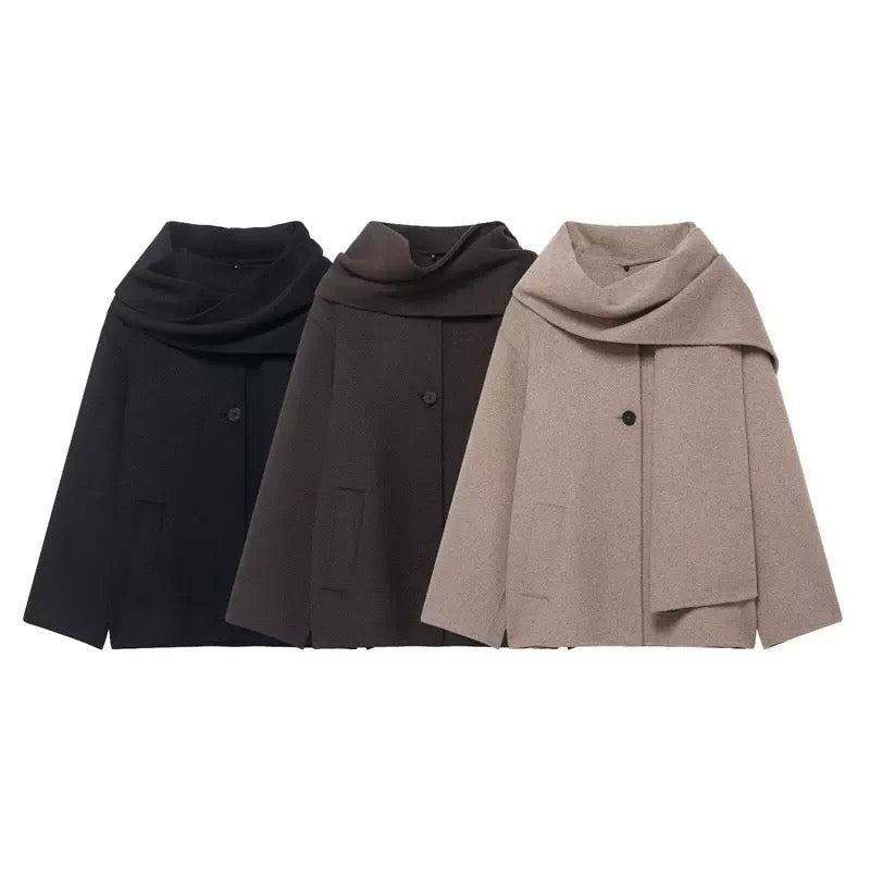 Black Coat with Scarf