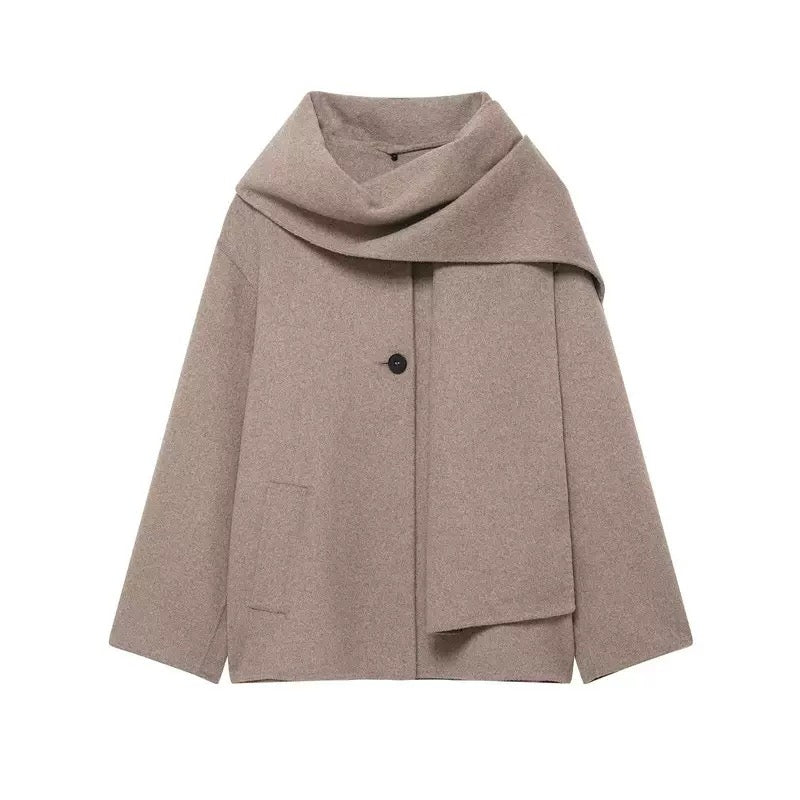 Khaki Coat with scarf