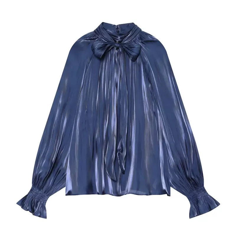 Royal Blue Silk Blouse