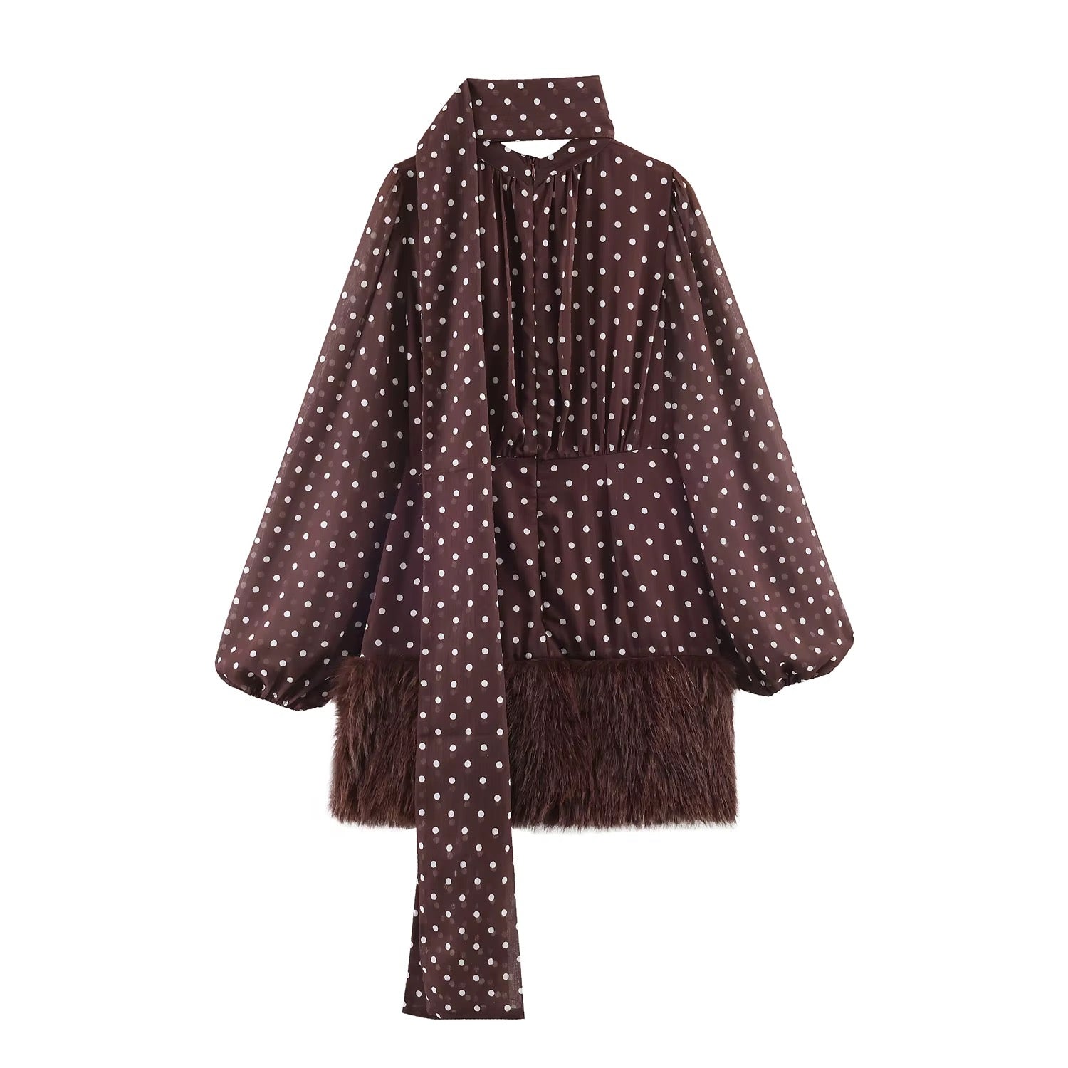 Faux Fur Polka Midi