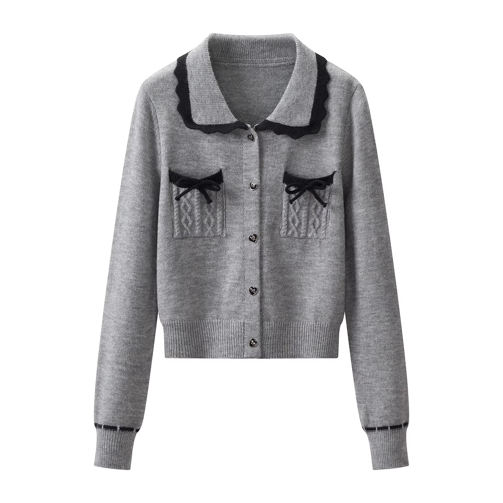 Grey Bow Knit Set