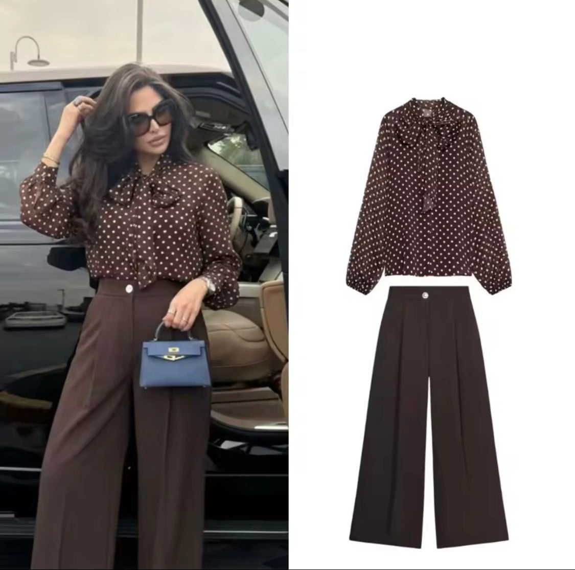 Brown Polka Dot Blouse