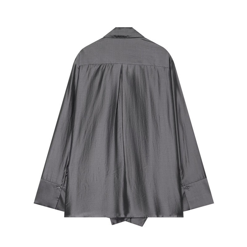 Grey Tie Blouse