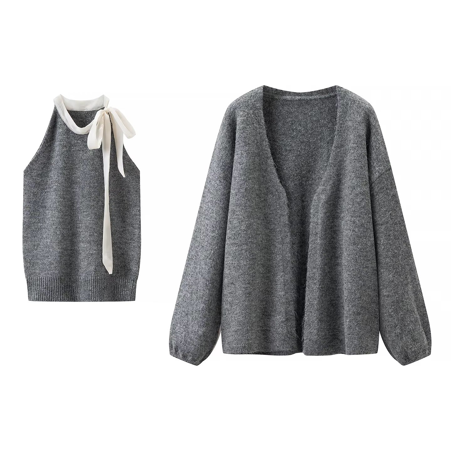 Grey Sicly Knit Set
