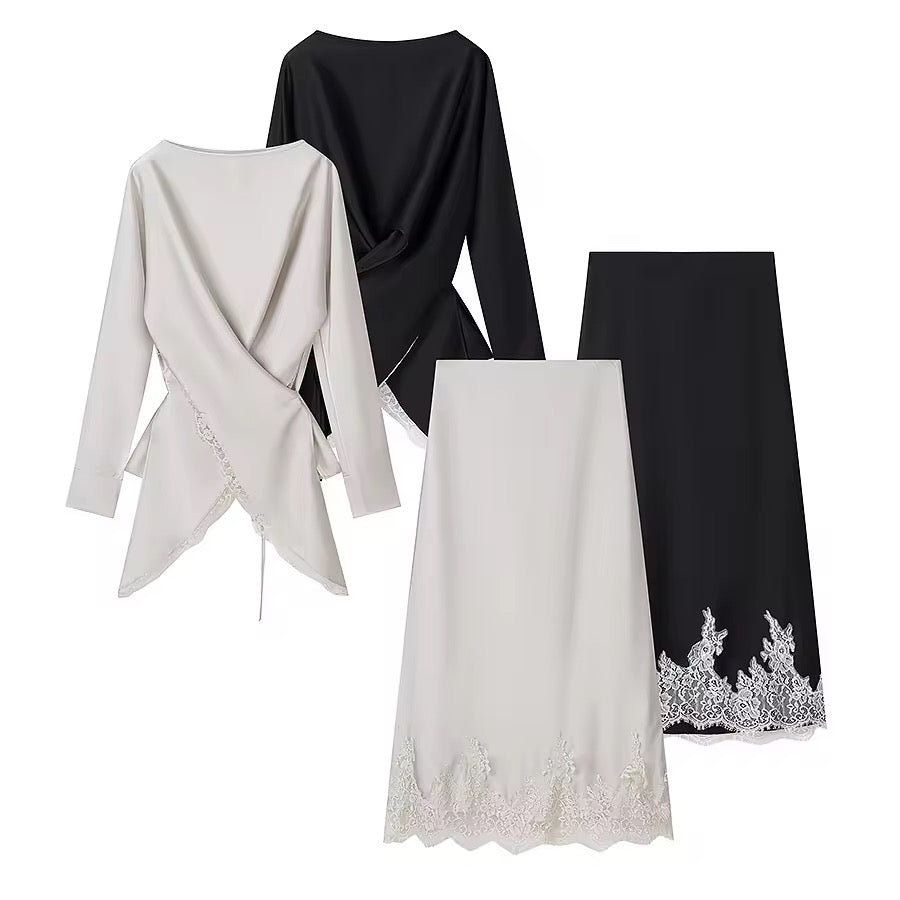Black Silk Two Piece Set