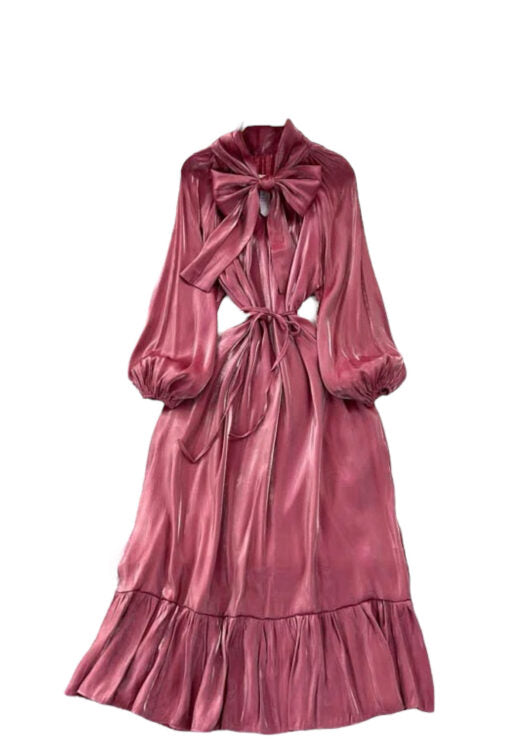 Burgundy Bow Dress - One Size