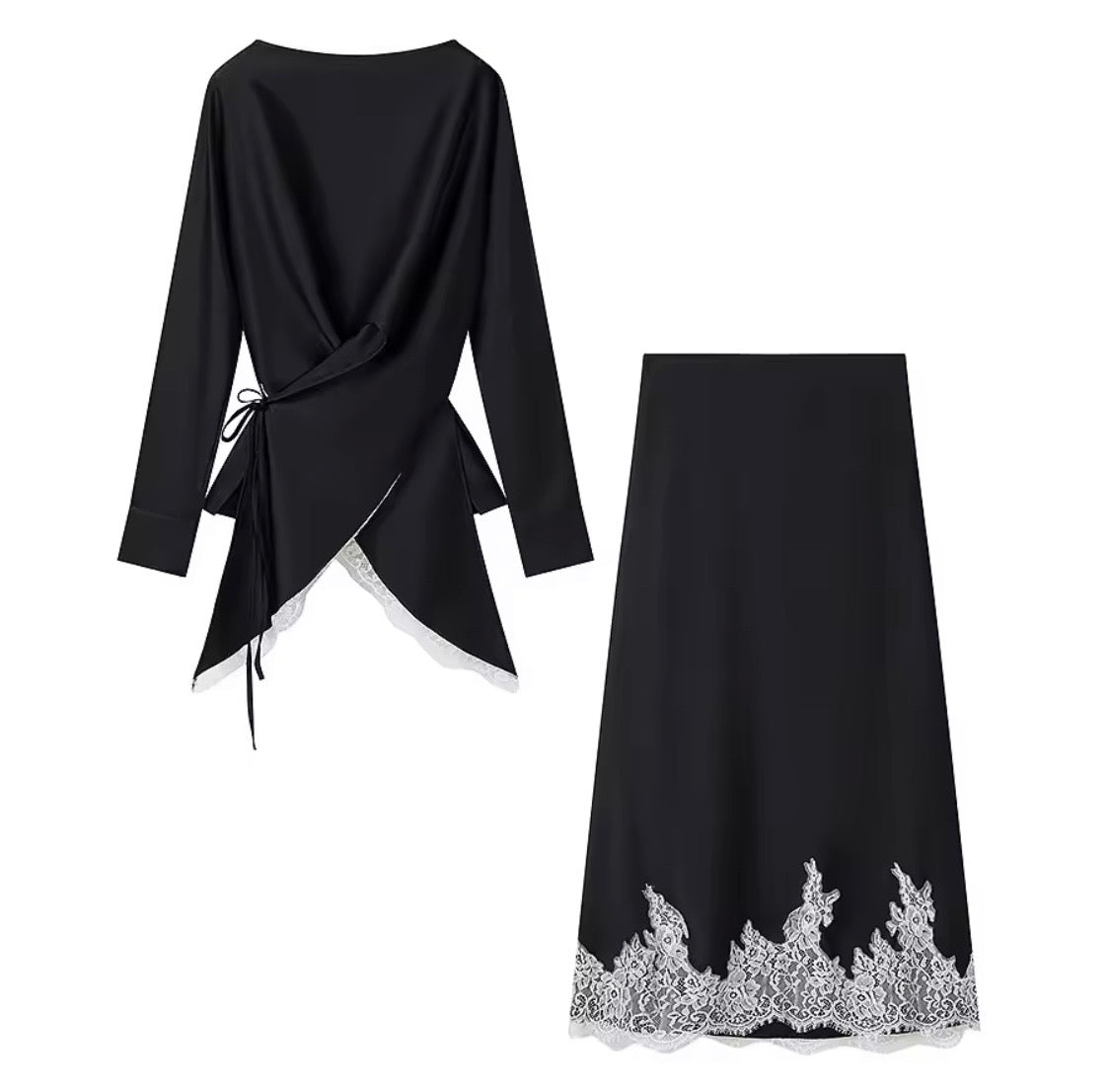 Black Silk Two Piece Set