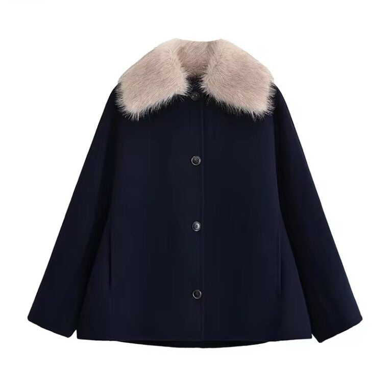 Dark Blue Fur Coat
