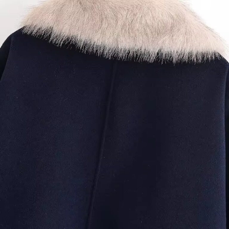 Dark Blue Fur Coat