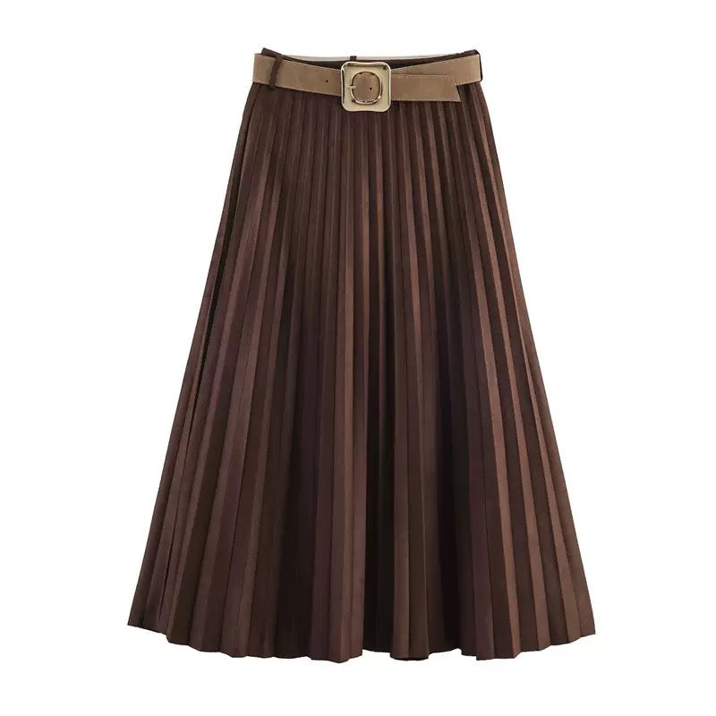 Isla Brown Skirt with belt