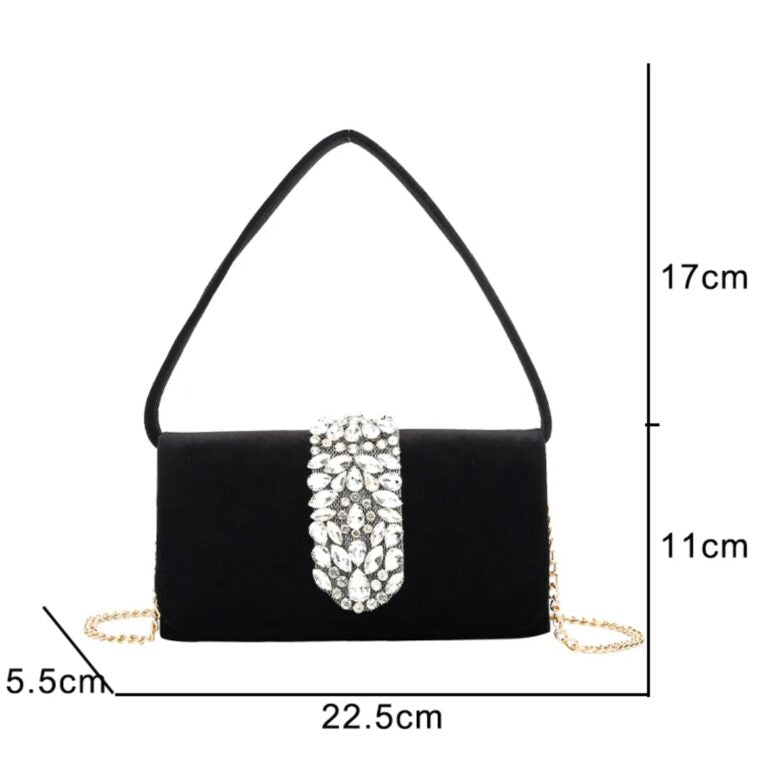 Black Velvet Swarovski Bag