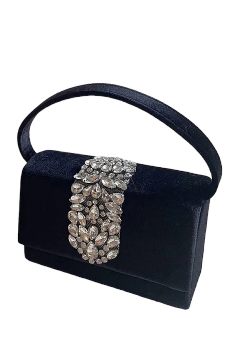 Black Velvet Swarovski Bag