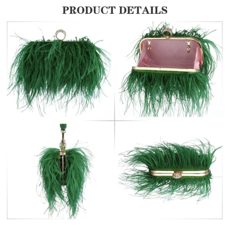 Odessa Green Feather Bag