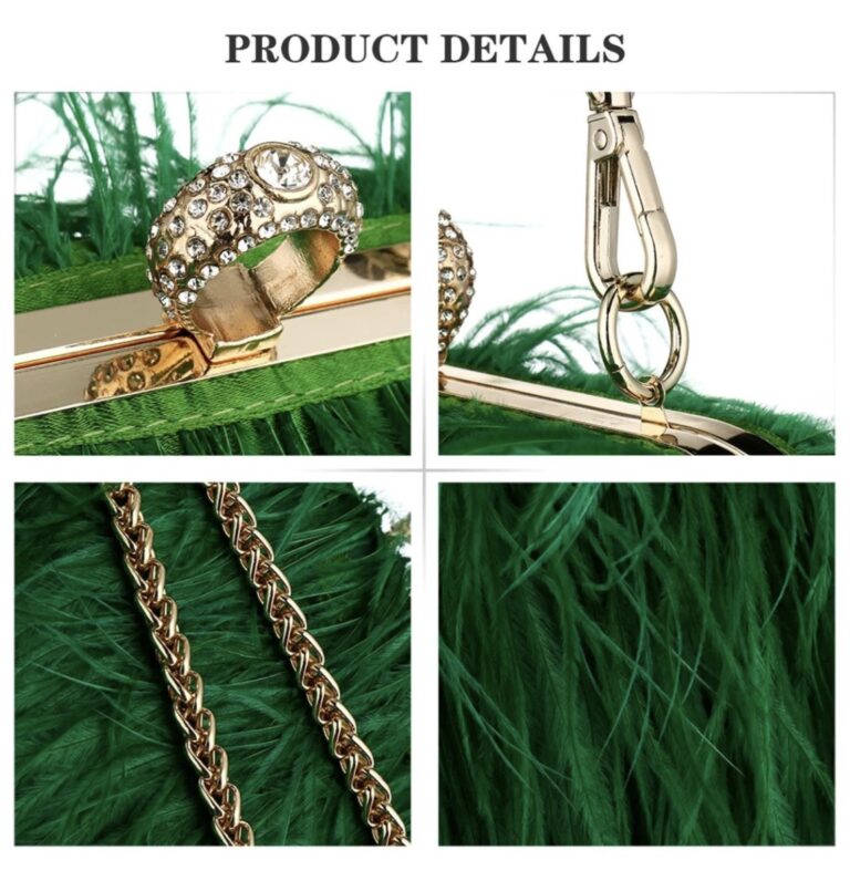 Odessa Green Feather Bag